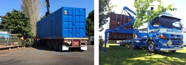 Delivery of a shipping container
