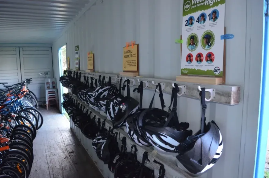 A place to hang helmets